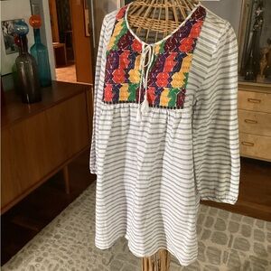 J. Crew Multicolor Embroidered Striped Tunic